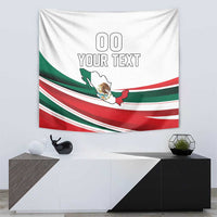 Mexico independence wall tapestry showing Mexico map over green and red striped design