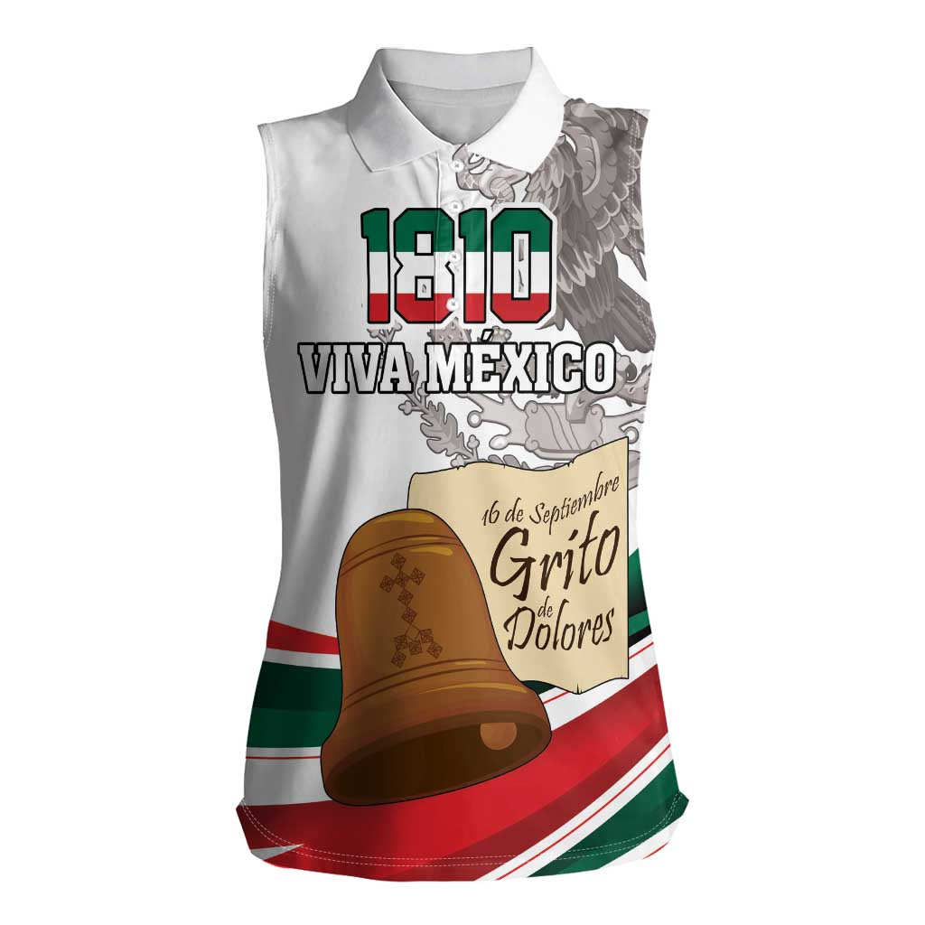 Custom Mexico Independence Day Women Sleeveless Polo Shirt El Grito De Independencia - Wonder Print Shop