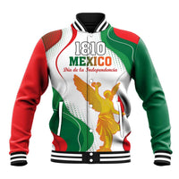 Unisex baseball jacket with red, green, and white panels, ribbed collar and 1810 Mexico print.