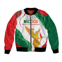 White bomber jacket with red-green panels, zip front, black cuffs; 1810 Mexico graphic