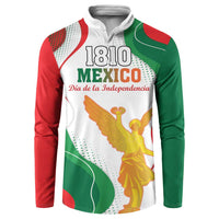 Zip-up sweatshirt, white/green/red, '1810 MEXICO' text and winged figure graphic.