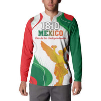 Zip-up sweatshirt, white/green/red, '1810 MEXICO' text and winged figure graphic.