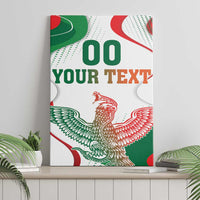 Canvas wall art with green and red eagle graphic and bold custom text “00 YOUR TEXT”