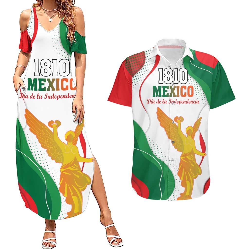 Custom Mexico Independence Day Couples Matching Summer Maxi Dress and Hawaiian Shirt Monumento A La Independencia