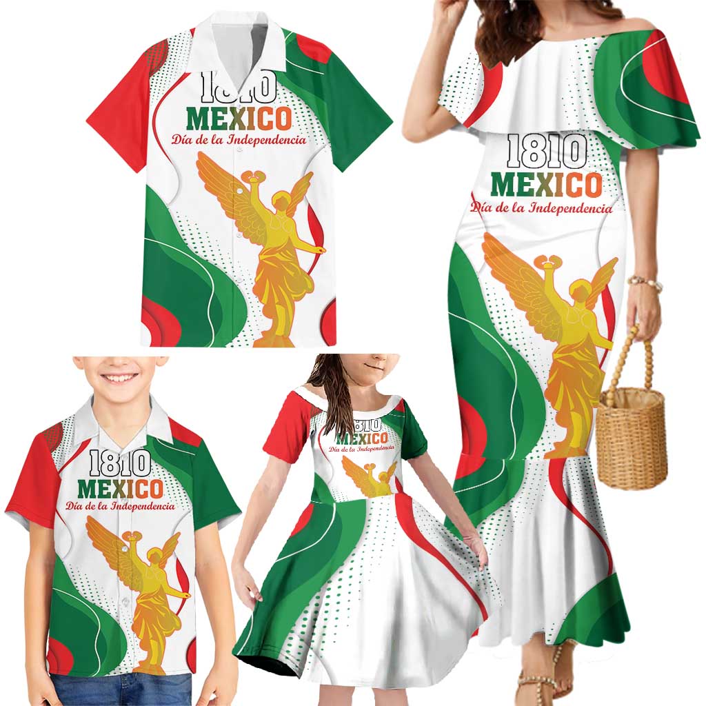 Custom Mexico Independence Day Family Matching Mermaid Dress and Hawaiian Shirt Monumento A La Independencia