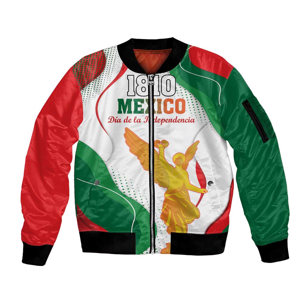 Custom Mexico Independence Day Sleeve Zip Bomber Jacket Monumento A La Independencia - Wonder Print Shop