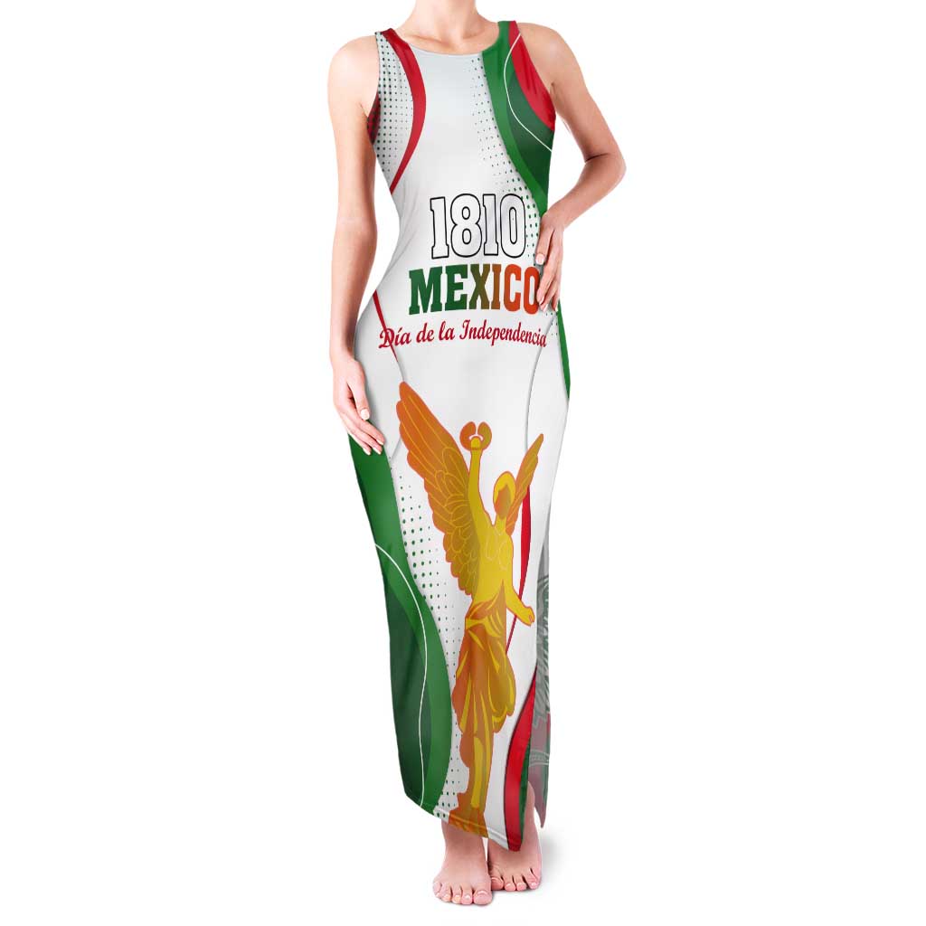 Custom Mexico Independence Day Tank Maxi Dress Monumento A La Independencia - Wonder Print Shop