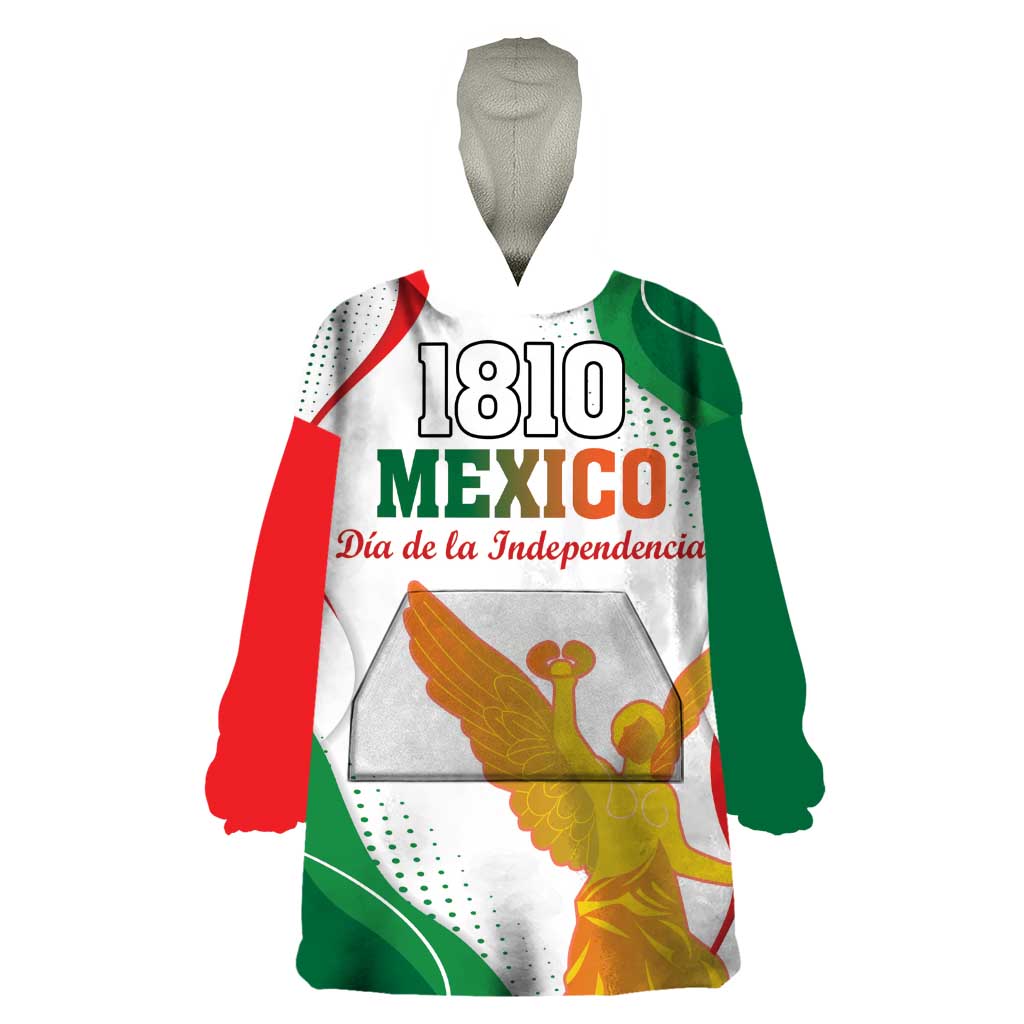 Custom Mexico Independence Day Wearable Blanket Hoodie Monumento A La Independencia - Wonder Print Shop