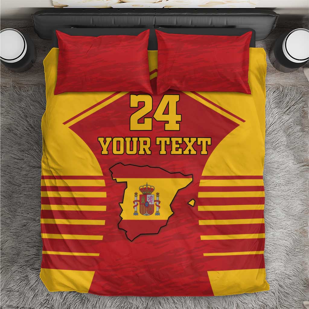 Spain coat of arms bedding set in red and yellow, centered 24 and “YOUR TEXT”