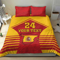 Red and yellow duvet cover bedding set with Spain crest, 24, and “YOUR TEXT”
