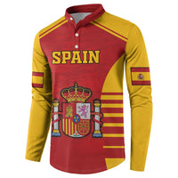 Red and yellow button sweatshirt with collar and Spain crest on the chest