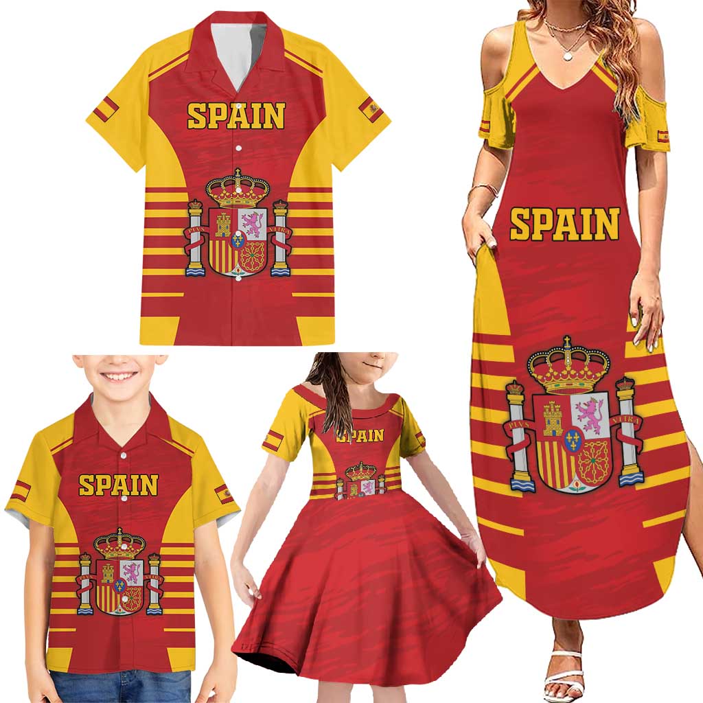 Custom Spain Coat Of Arms Family Matching Summer Maxi Dress and Hawaiian Shirt Sport Style - Wonder Print Shop