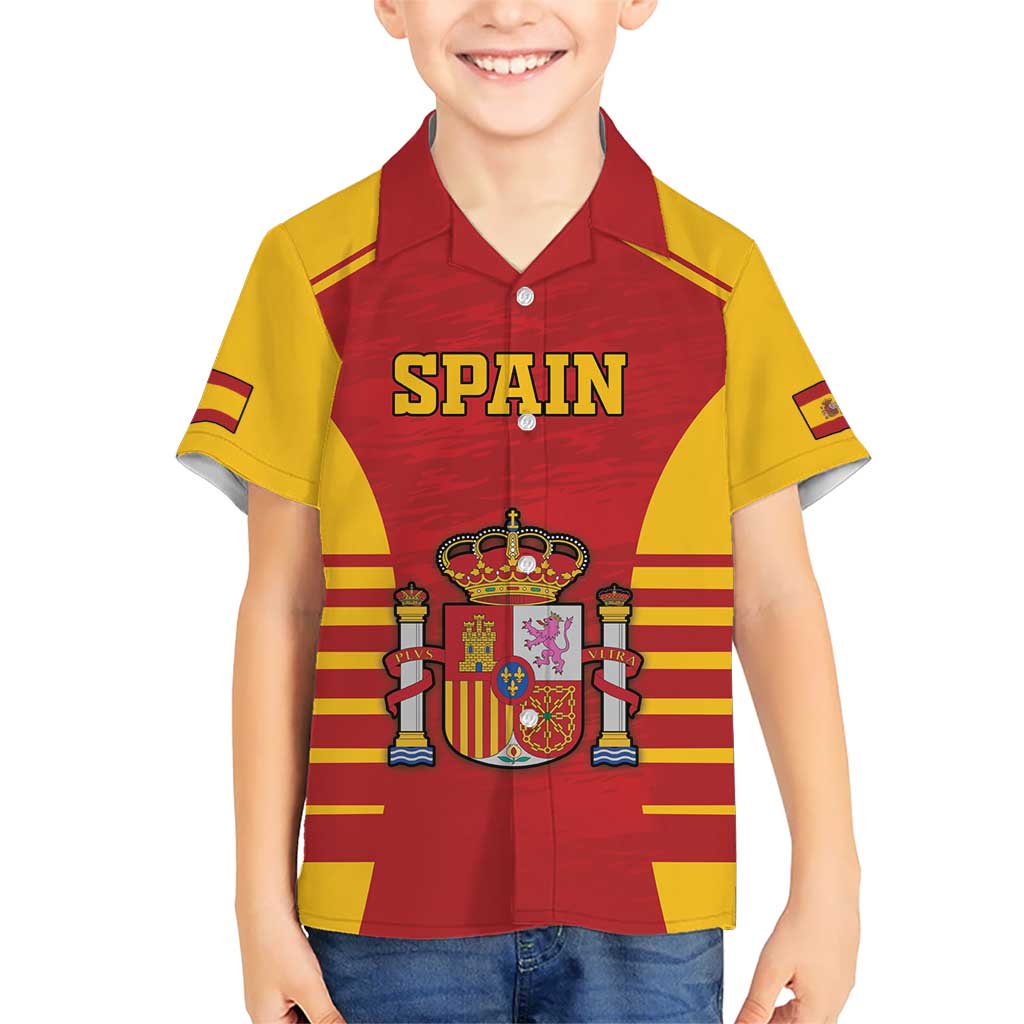 Custom Spain Coat Of Arms Kid Hawaiian Shirt Sport Style - Wonder Print Shop