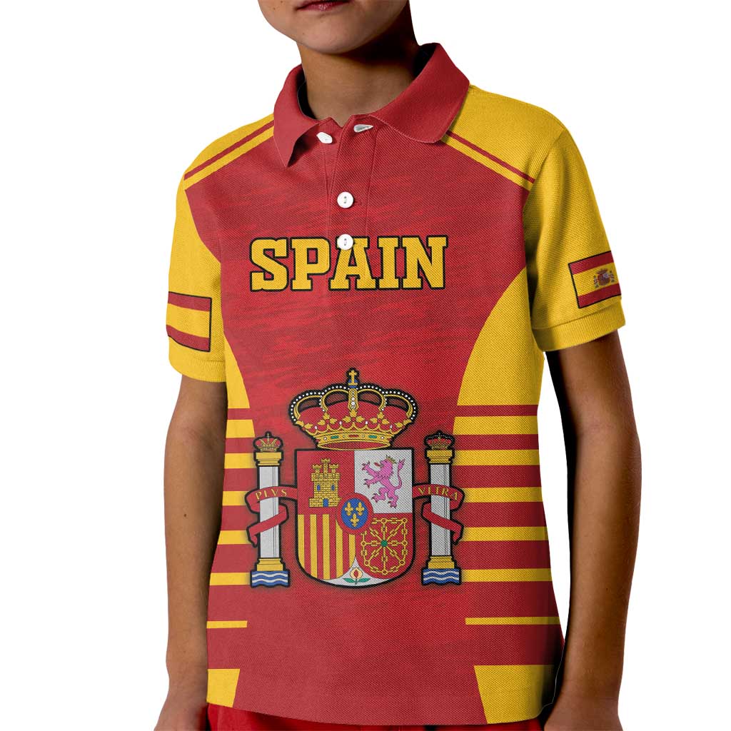 Custom Spain Coat Of Arms Kid Polo Shirt Sport Style - Wonder Print Shop