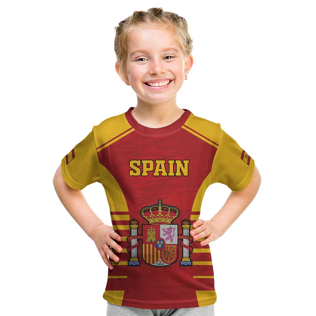 Custom Spain Coat Of Arms Kid T Shirt Sport Style - Wonder Print Shop