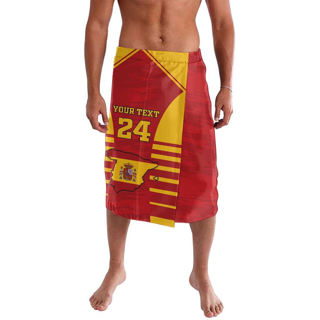 Red sport shorts with Spain crest graphic, elastic waist, side panel design