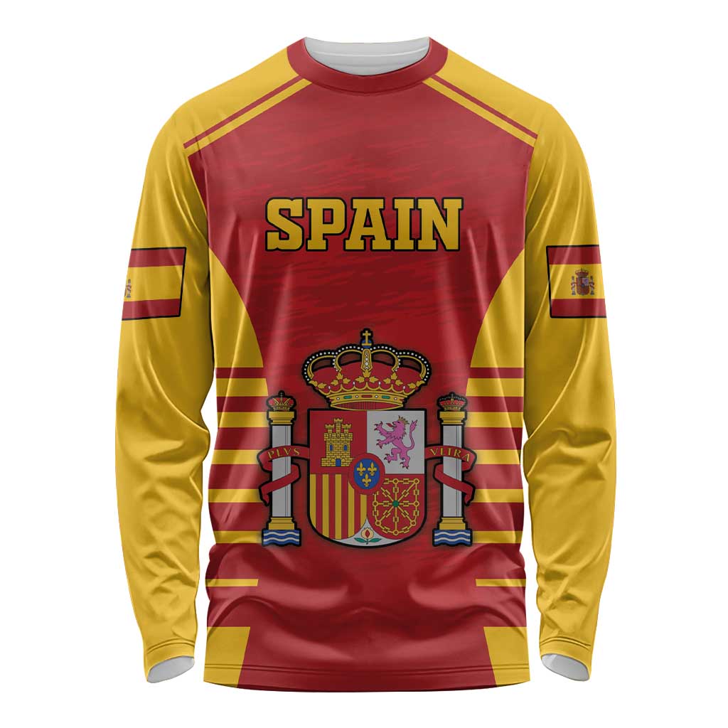 Custom Spain Coat Of Arms Long Sleeve Shirt Sport Style - Wonder Print Shop