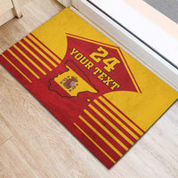 Yellow and red rubber doormat with Spain coat of arms, 'YOUR TEXT', and large '24'