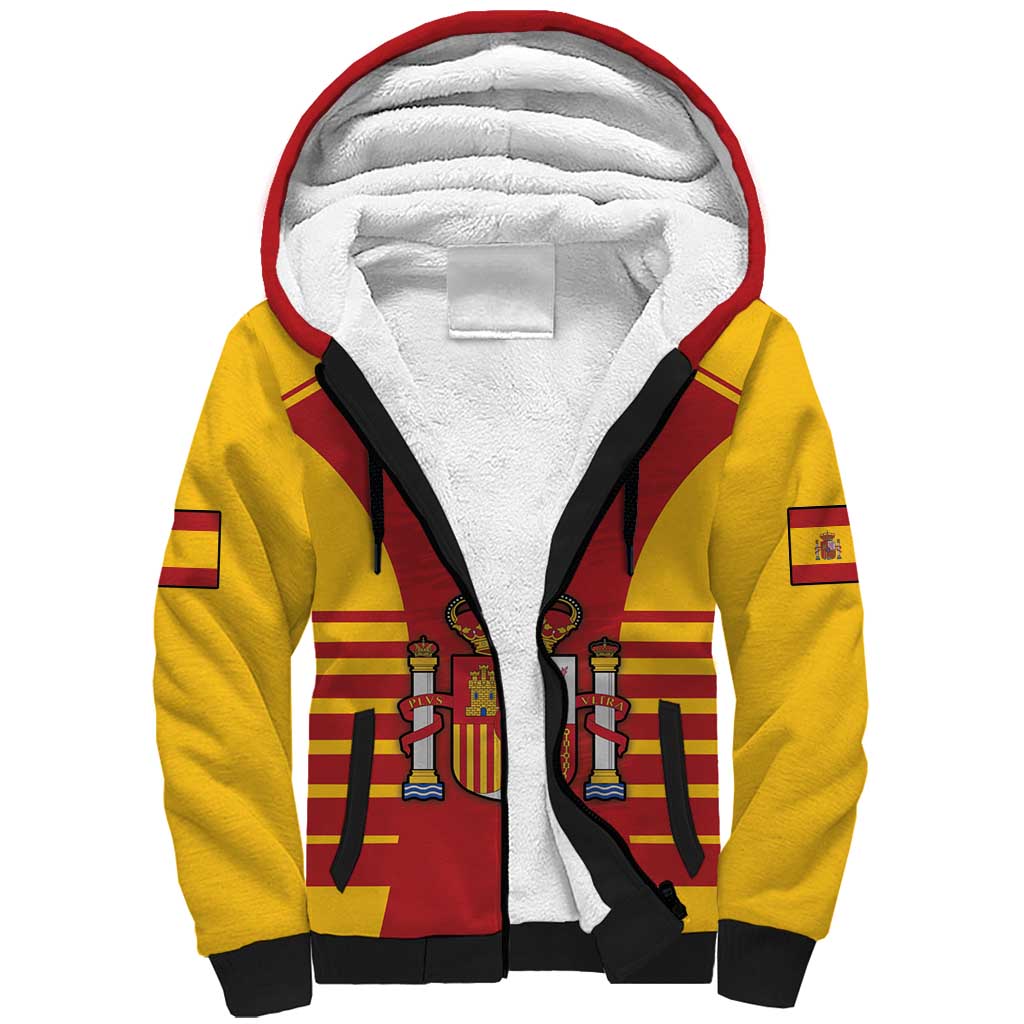 Custom Spain Coat Of Arms Sherpa Hoodie Sport Style - Wonder Print Shop