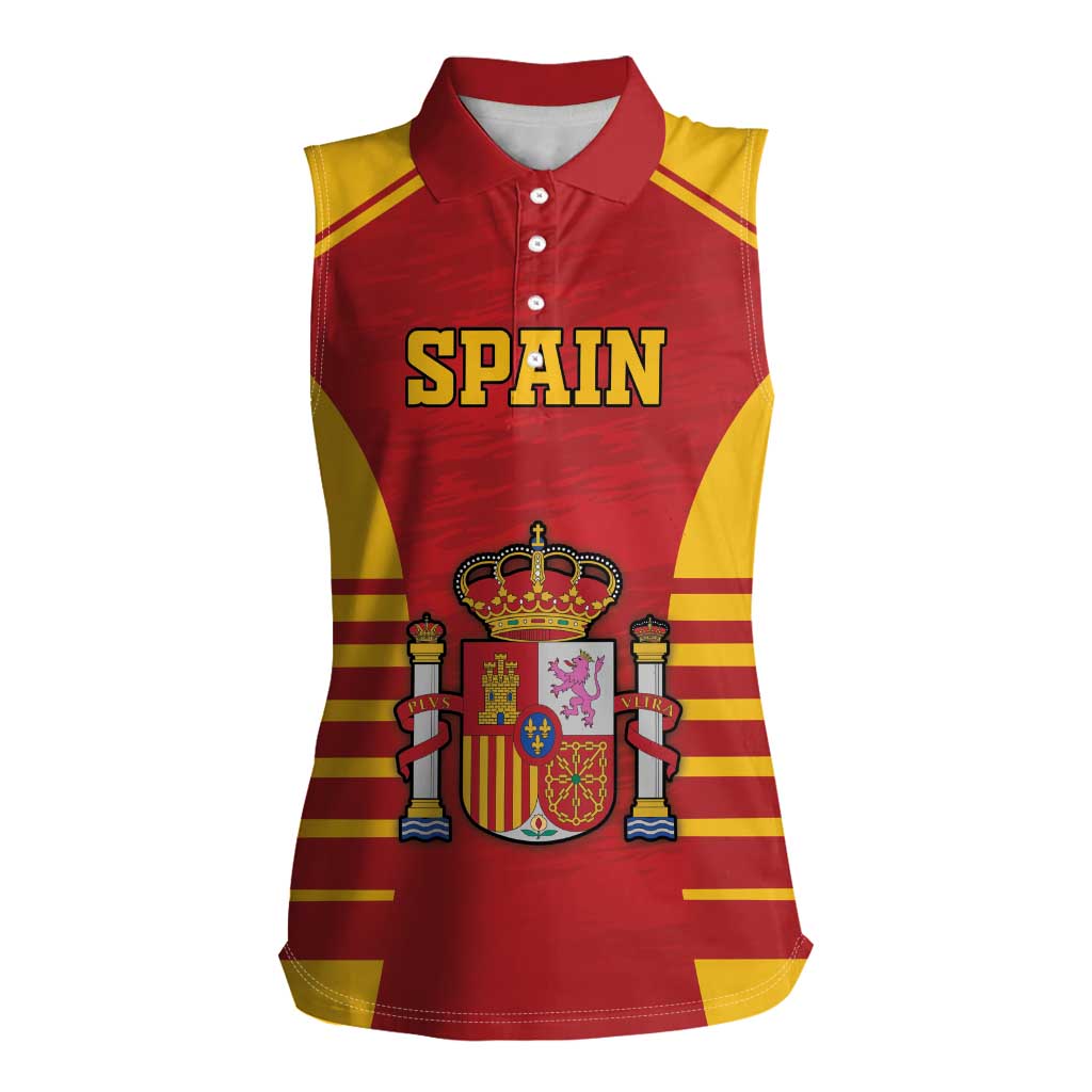 Custom Spain Coat Of Arms Women Sleeveless Polo Shirt Sport Style - Wonder Print Shop