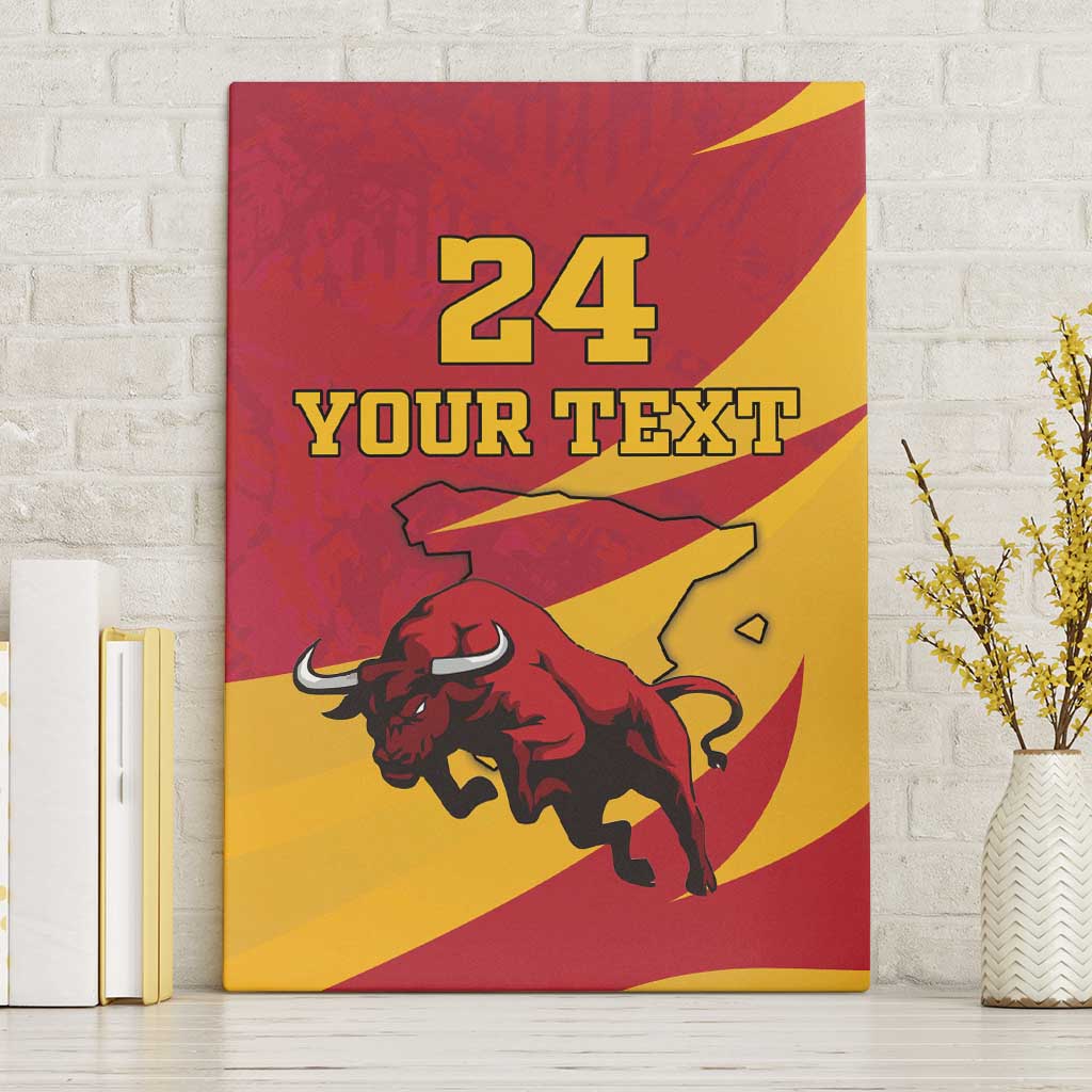 Custom Spain Aggressive Fighting Bull Canvas Wall Art With Carnation Flowers - Wonder Print Shop