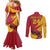 Custom Spain Aggressive Fighting Bull Couples Matching Mermaid Dress and Long Sleeve Button Shirt With Carnation Flowers