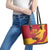 Custom Spain Aggressive Fighting Bull Leather Tote Bag With Carnation Flowers