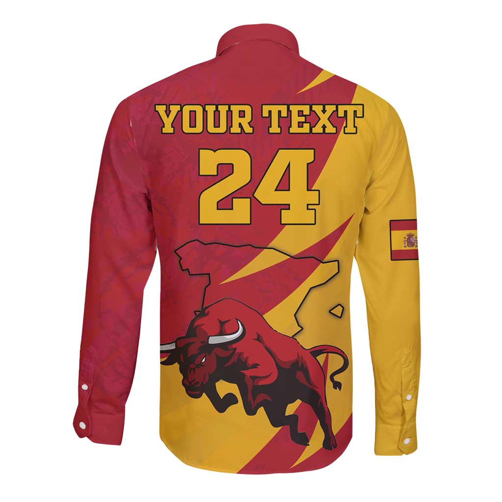 Red and yellow long-sleeve button shirt with back number 24 and bull graphic