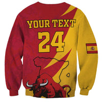 Unisex red/yellow sweatshirt with bull graphic, lightning, and “YOUR TEXT 24” print