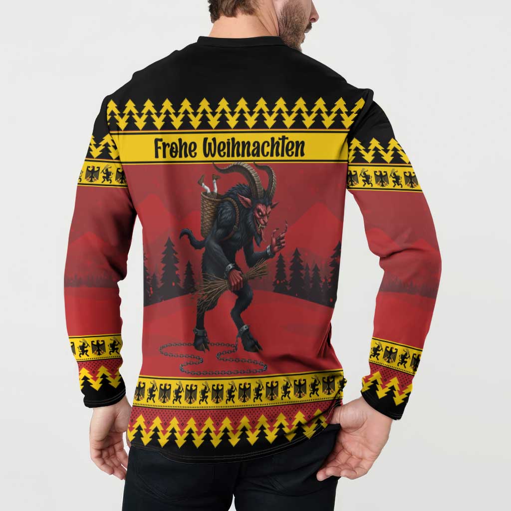 Merry Krampus Germany Button Sweatshirt Frohe Weihnachten - Wonder Print Shop
