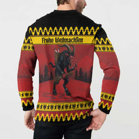Merry Krampus Germany Button Sweatshirt Frohe Weihnachten - Wonder Print Shop