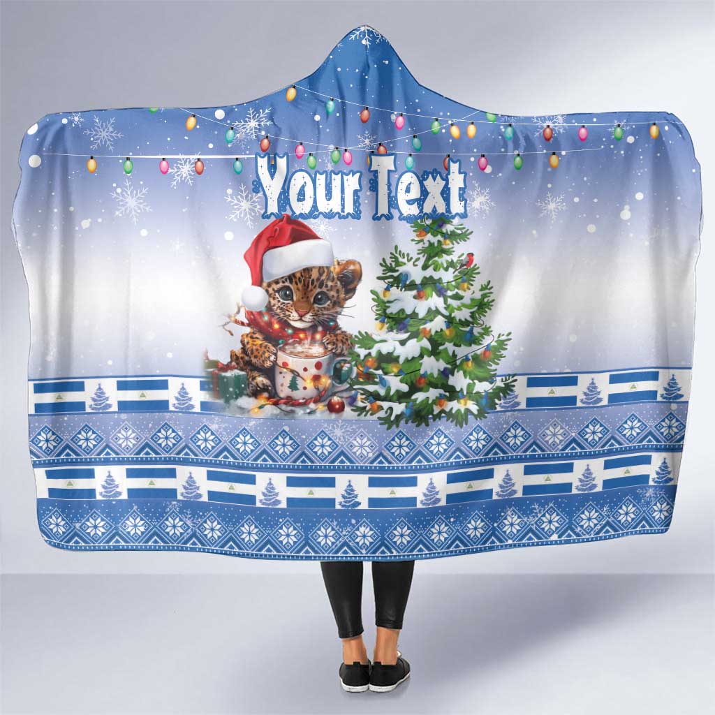 Personalized Nicaragua Christmas Hooded Blanket Panthera Onca Cute With Christmas Tree