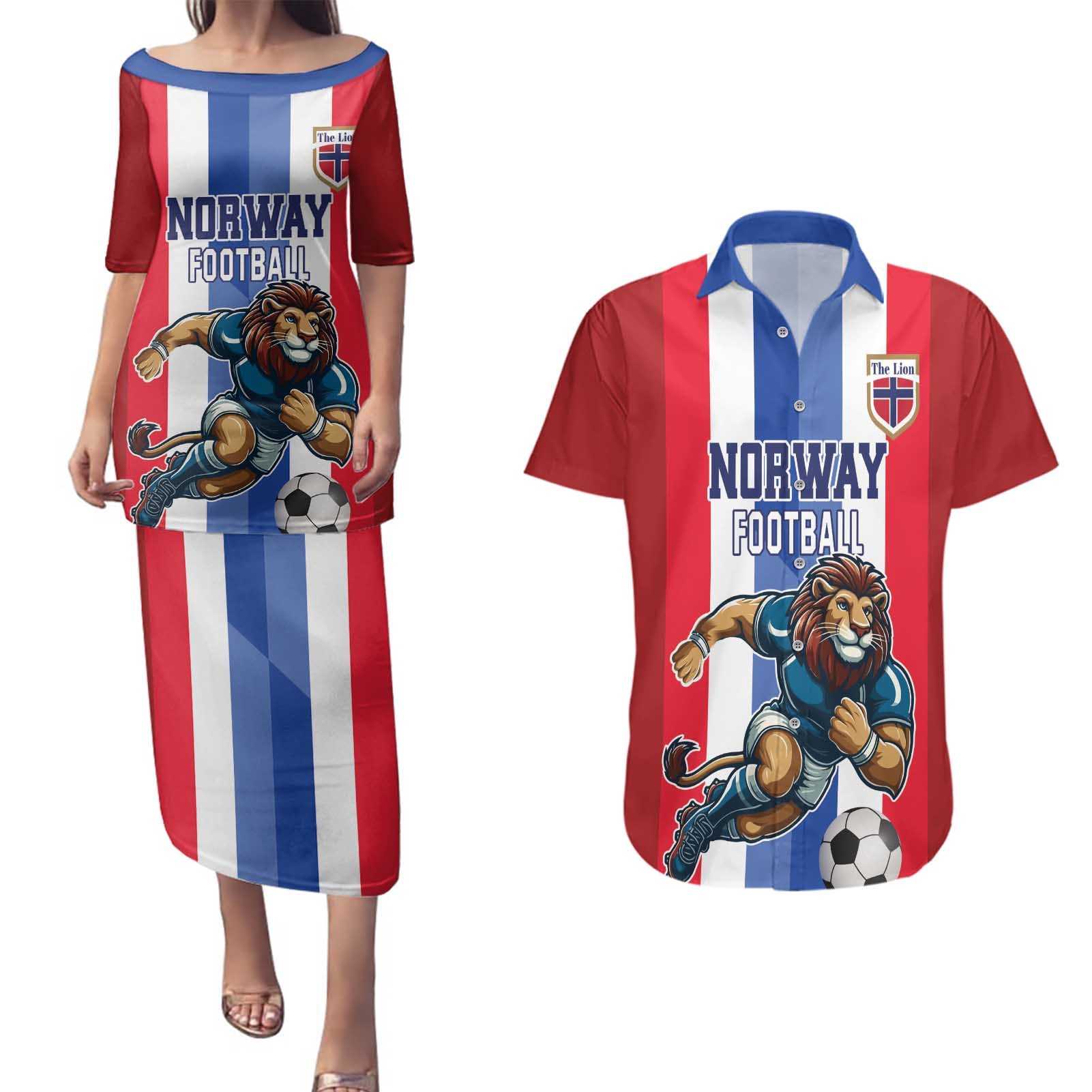 Custom Norway Football Couples Matching Puletasi and Hawaiian Shirt The Lions Champion 2024 - Wonder Print Shop