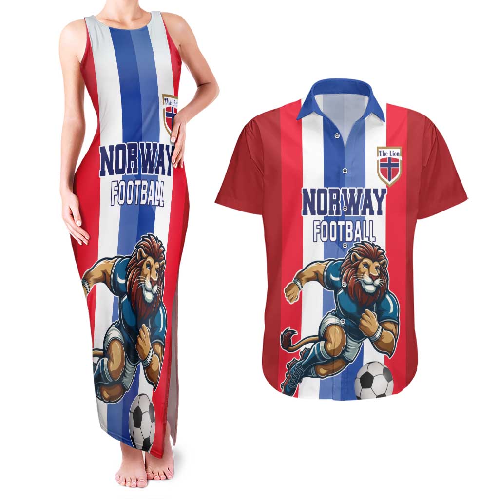 Custom Norway Football Couples Matching Tank Maxi Dress and Hawaiian Shirt The Lions Champion 2024 - Wonder Print Shop