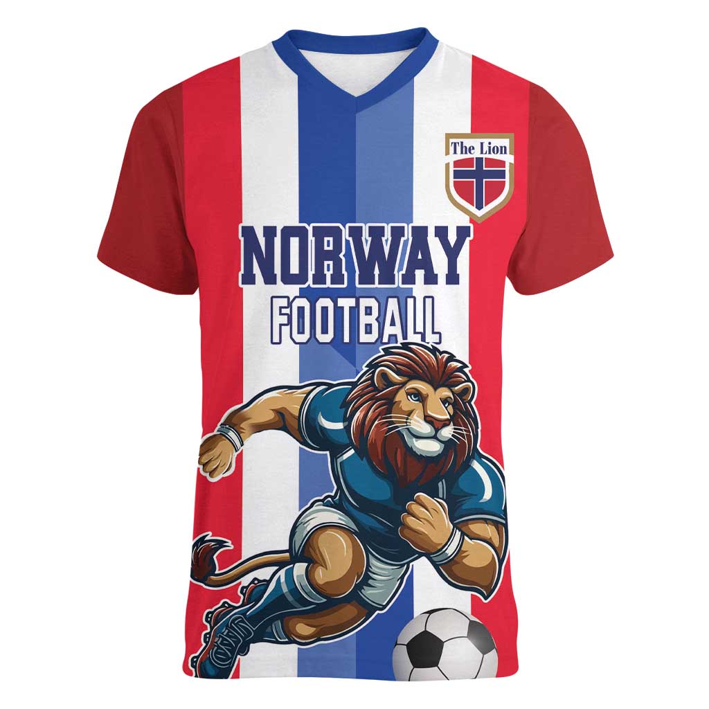 Custom Norway Football Women V-Neck T-Shirt The Lions Champion 2024 - Wonder Print Shop