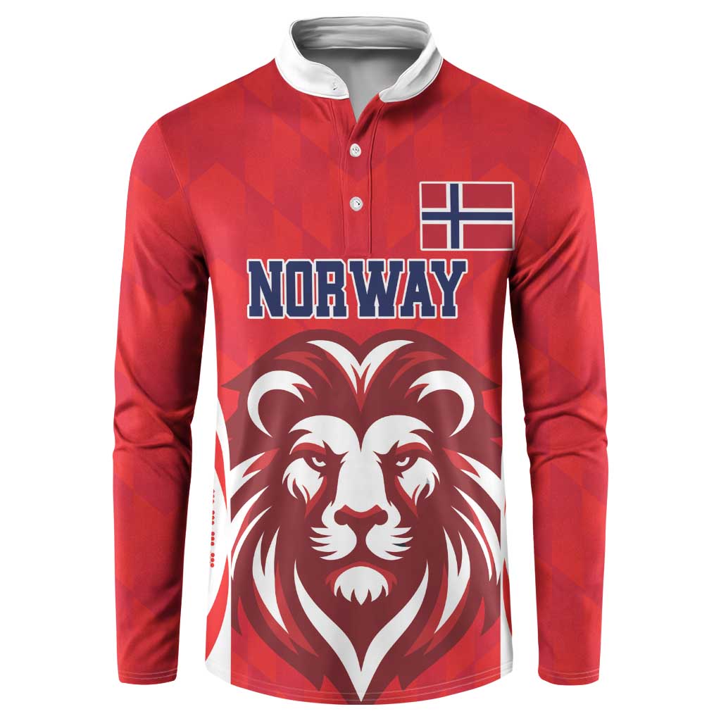 Custom Norway Football Button Sweatshirt Red Lion Football 2024 - Wonder Print Shop