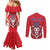 Custom Norway Football Couples Matching Mermaid Dress and Long Sleeve Button Shirt Red Lion Football 2024