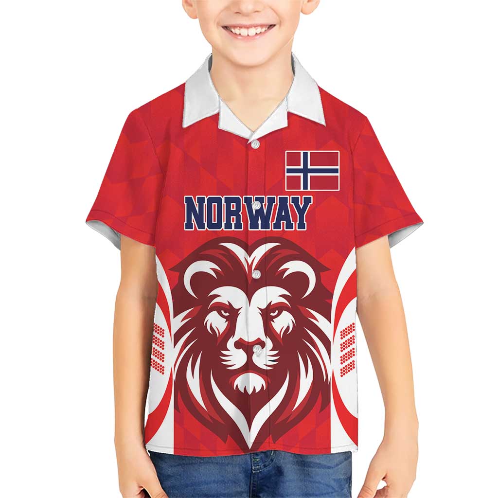 Custom Norway Football Kid Hawaiian Shirt Red Lion Football 2024 - Wonder Print Shop