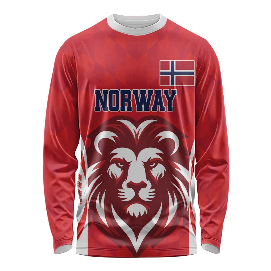 Custom Norway Football Long Sleeve Shirt Red Lion Football 2024 - Wonder Print Shop