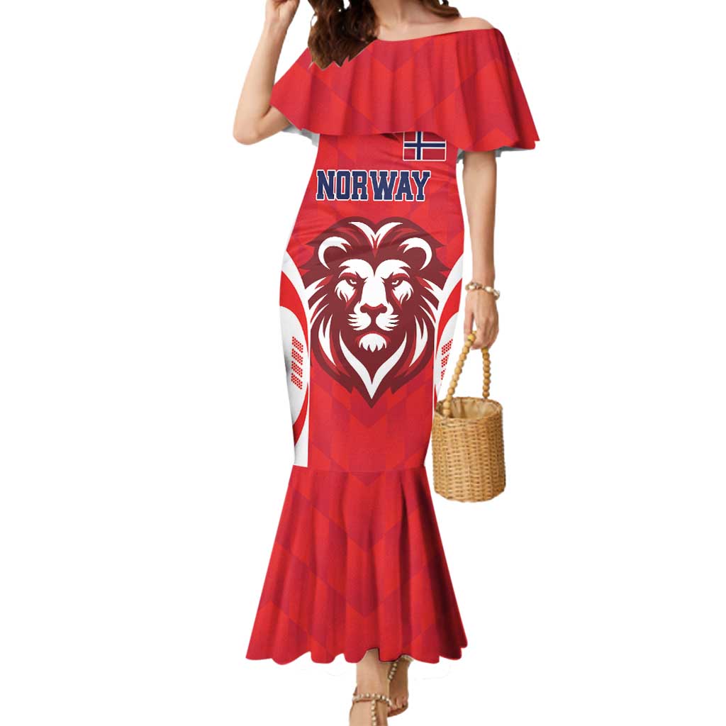 Custom Norway Football Mermaid Dress Red Lion Football 2024 - Wonder Print Shop