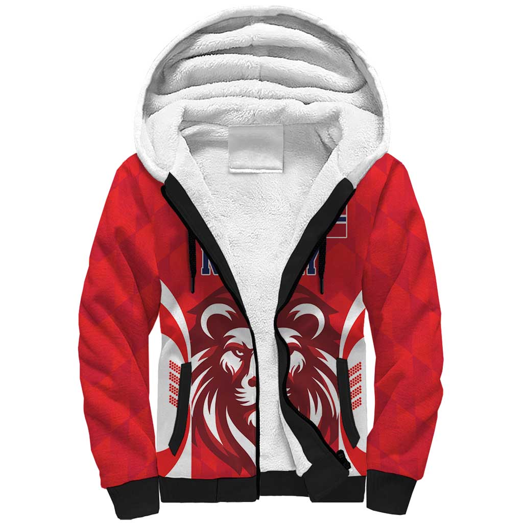 Custom Norway Football Sherpa Hoodie Red Lion Football 2024 - Wonder Print Shop