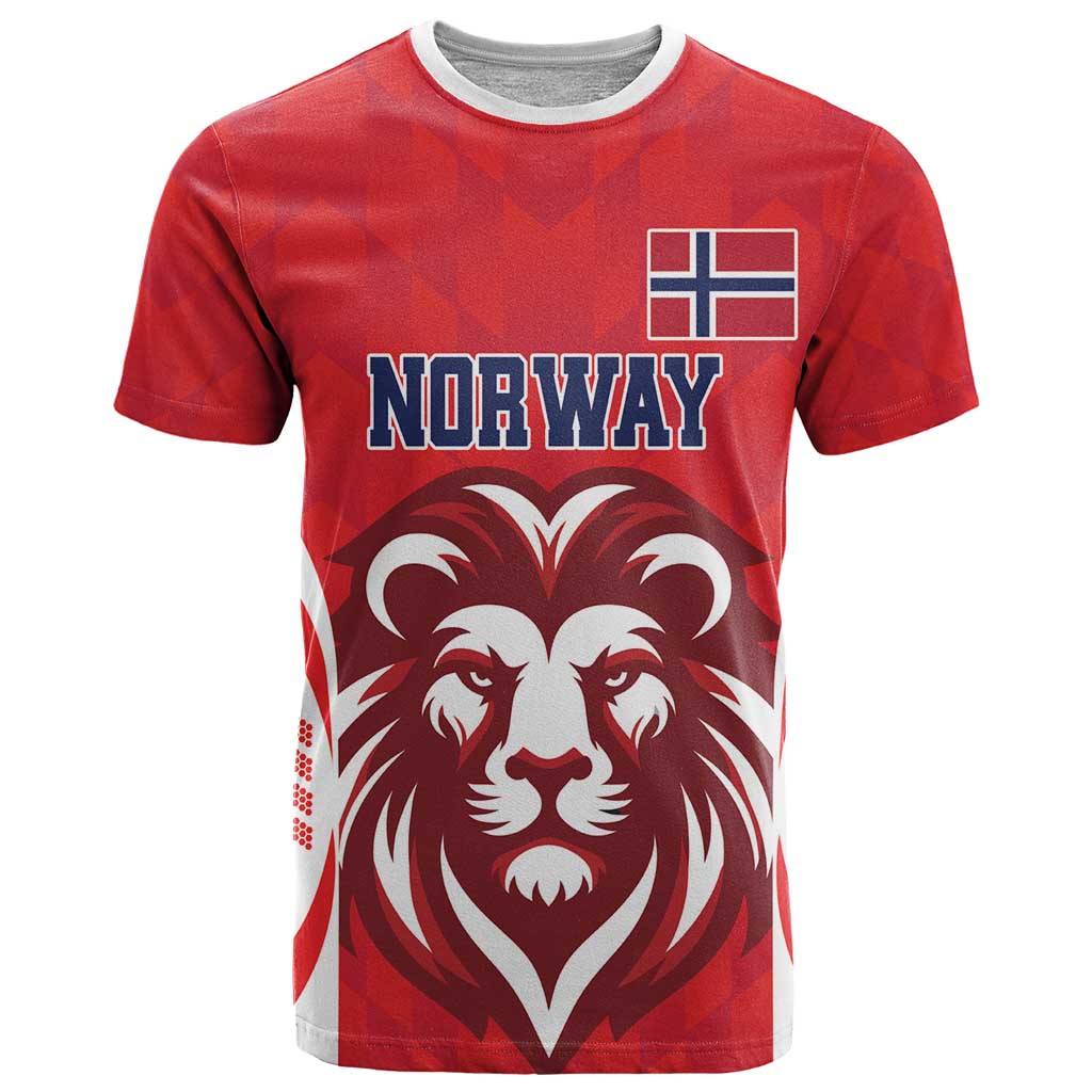 Custom Norway Football T Shirt Red Lion Football 2024 - Wonder Print Shop