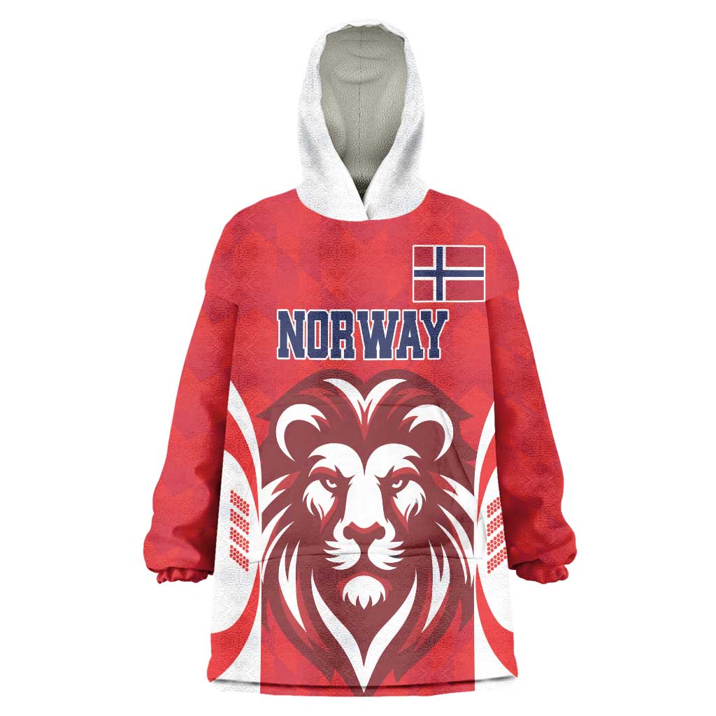 Custom Norway Football Wearable Blanket Hoodie Red Lion Football 2024