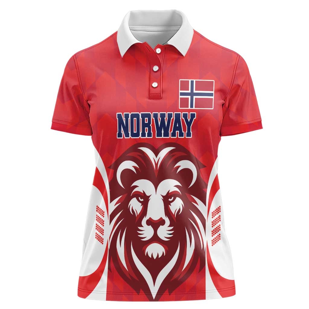 Custom Norway Football Women Polo Shirt Red Lion Football 2024 - Wonder Print Shop