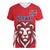 Custom Norway Football Women V-Neck T-Shirt Red Lion Football 2024 - Wonder Print Shop