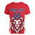 Custom Norway Football Women V-Neck T-Shirt Red Lion Football 2024 - Wonder Print Shop