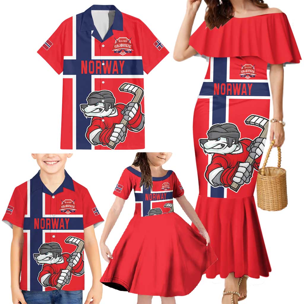 Custom Norway Hockey Family Matching Mermaid Dress and Hawaiian Shirt The Polar Bears Hockey - Wonder Print Shop