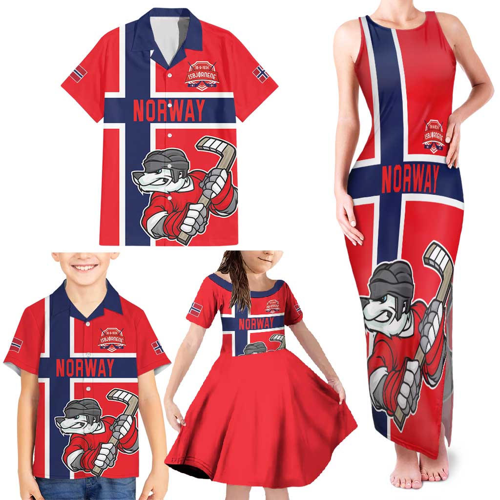 Custom Norway Hockey Family Matching Tank Maxi Dress and Hawaiian Shirt The Polar Bears Hockey - Wonder Print Shop