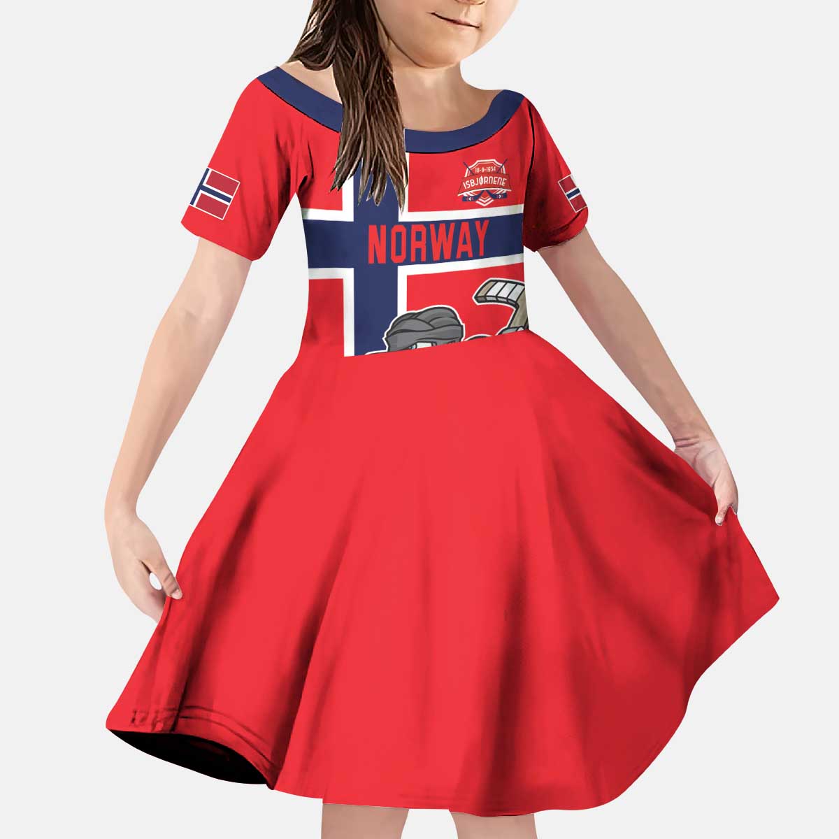 Custom Norway Hockey Kid Short Sleeve Dress The Polar Bears Hockey - Wonder Print Shop