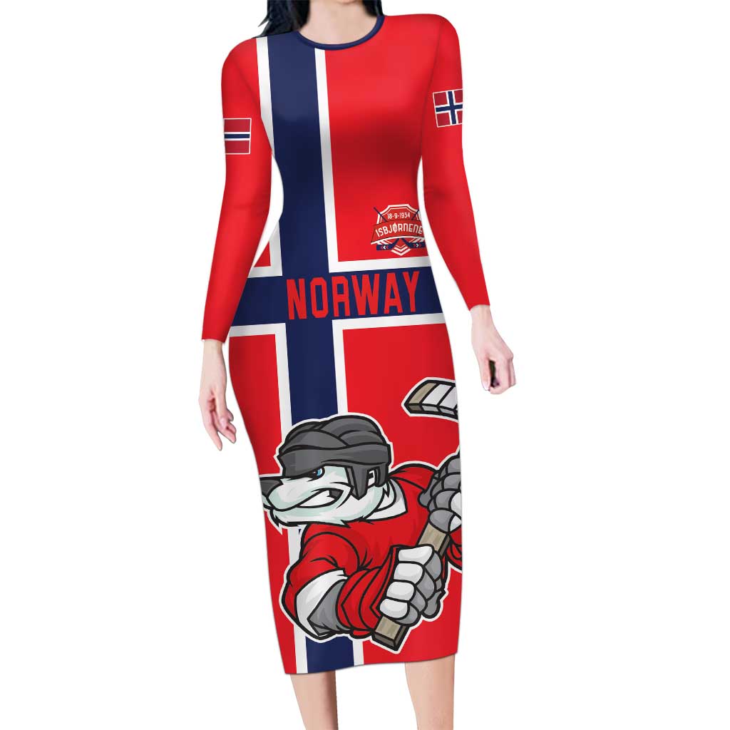 Custom Norway Hockey Long Sleeve Bodycon Dress The Polar Bears Hockey - Wonder Print Shop